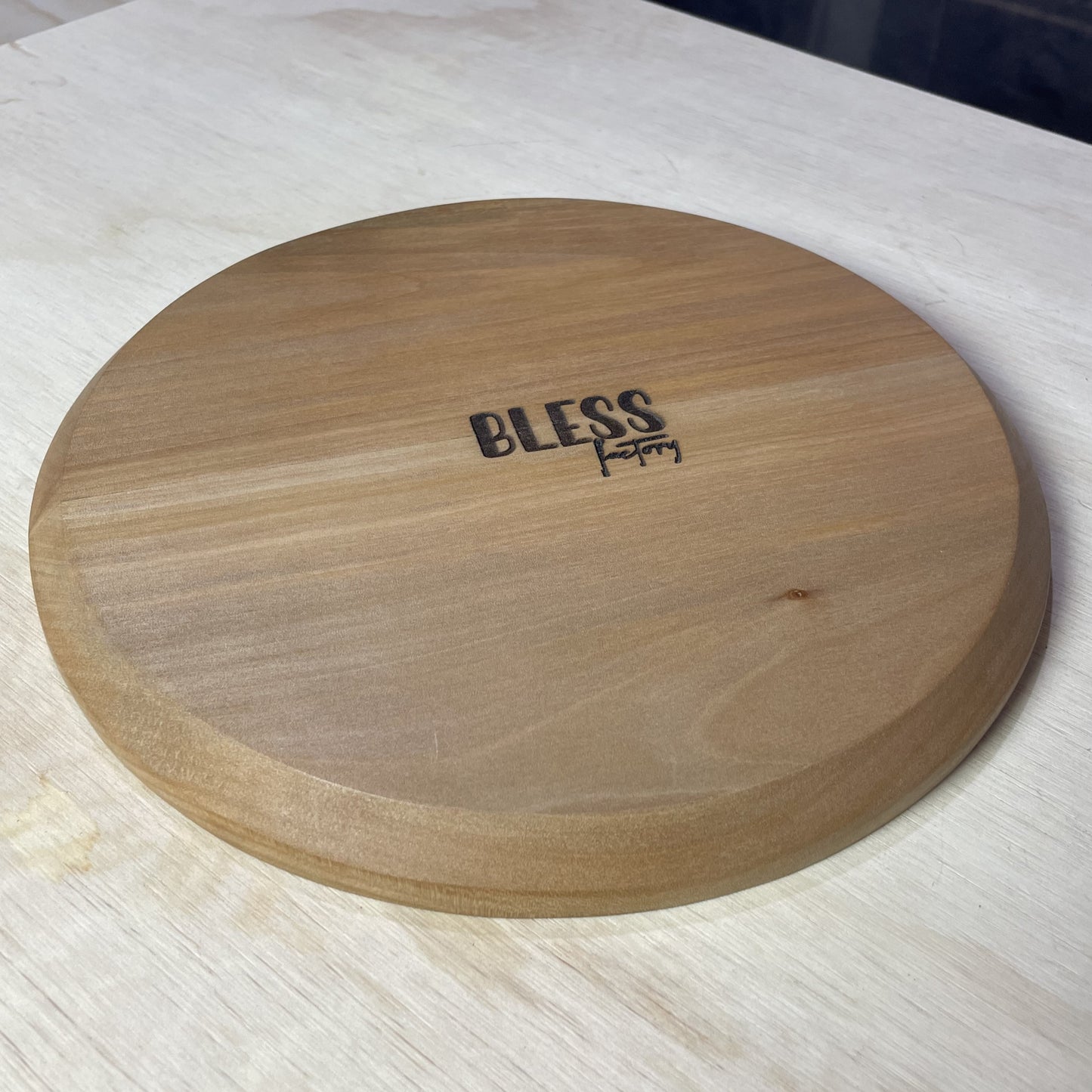 Bandeja Circular de madera Roble | con Logo Grabado | Diametro 25 cm