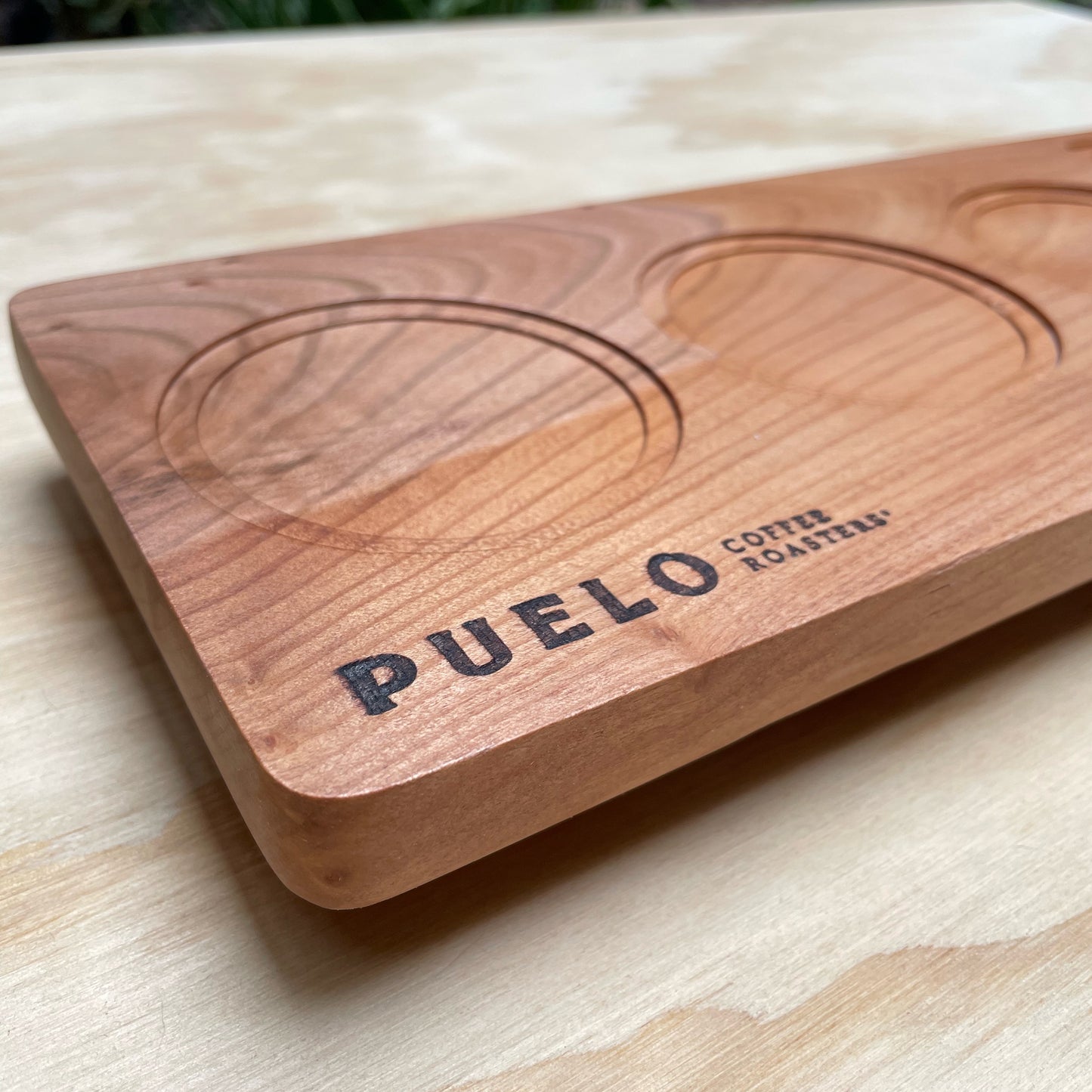 Bandeja 3 Posavasos de Exhibición para Cafetería para 3 Tazas | con Logo Grabado | 38x13,5 cm