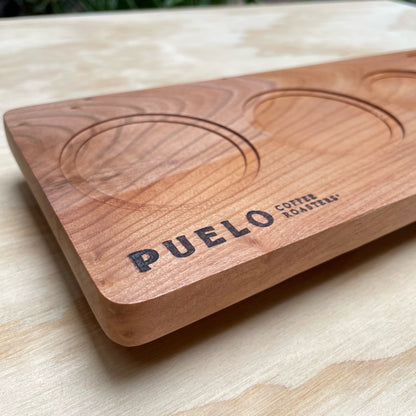 Bandeja 3 Posavasos de Exhibición para Cafetería para 3 Tazas | con Logo Grabado | 38x13,5 cm