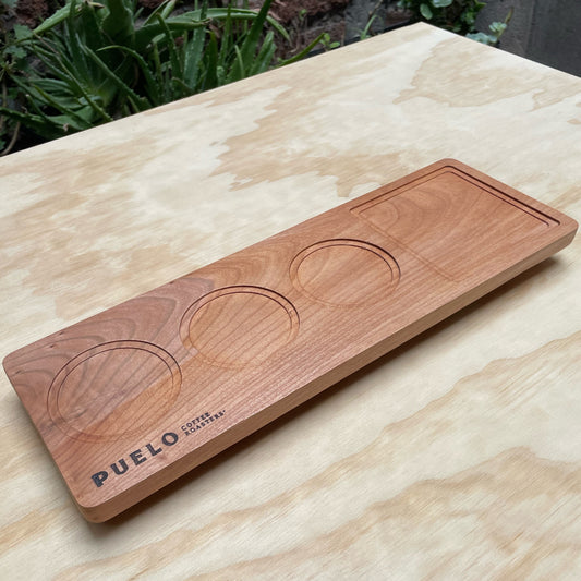 Bandeja 3 Posavasos de Exhibición para Cafetería para 3 Tazas | con Logo Grabado | 38x13,5 cm