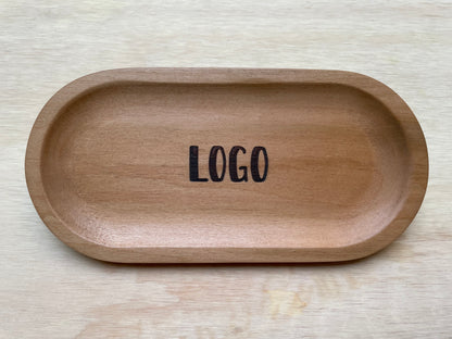 Bandeja Ovalada de Roble | con Grabado de Logo | 25 x 12 cm