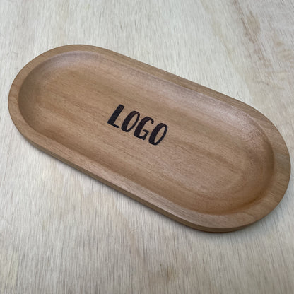 Bandeja Ovalada de Roble | con Grabado de Logo | 25 x 12 cm