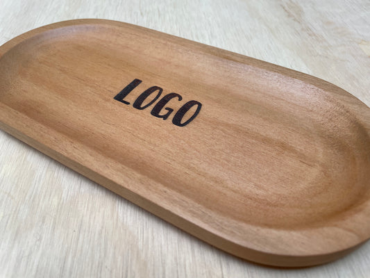 Bandeja Ovalada de Roble | con Grabado de Logo | 25 x 12 cm