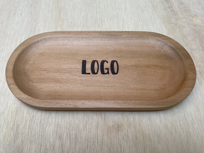 Bandeja Ovalada de Roble | con Grabado de Logo | 25 x 12 cm