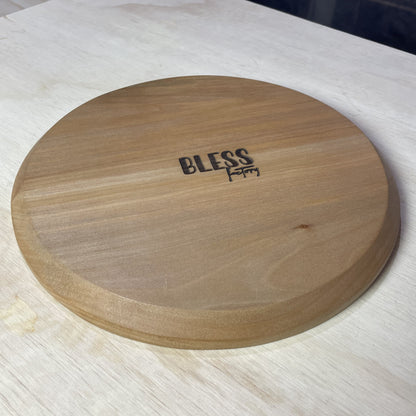 Bandeja Circular de madera Roble  | con Logo Grabado |  Diametro 25 cm