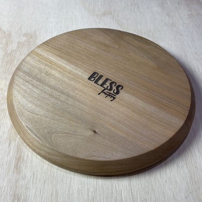 Bandeja Circular de madera Roble  | con Logo Grabado |  Diametro 25 cm