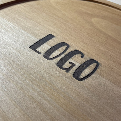 Bandeja Circular de madera Roble  | con Logo Grabado |  Diametro 25 cm