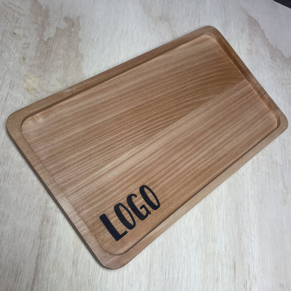 Bandeja Rectangular de Roble | con Grabado de Logo Personalizado | 35 x 20 cm