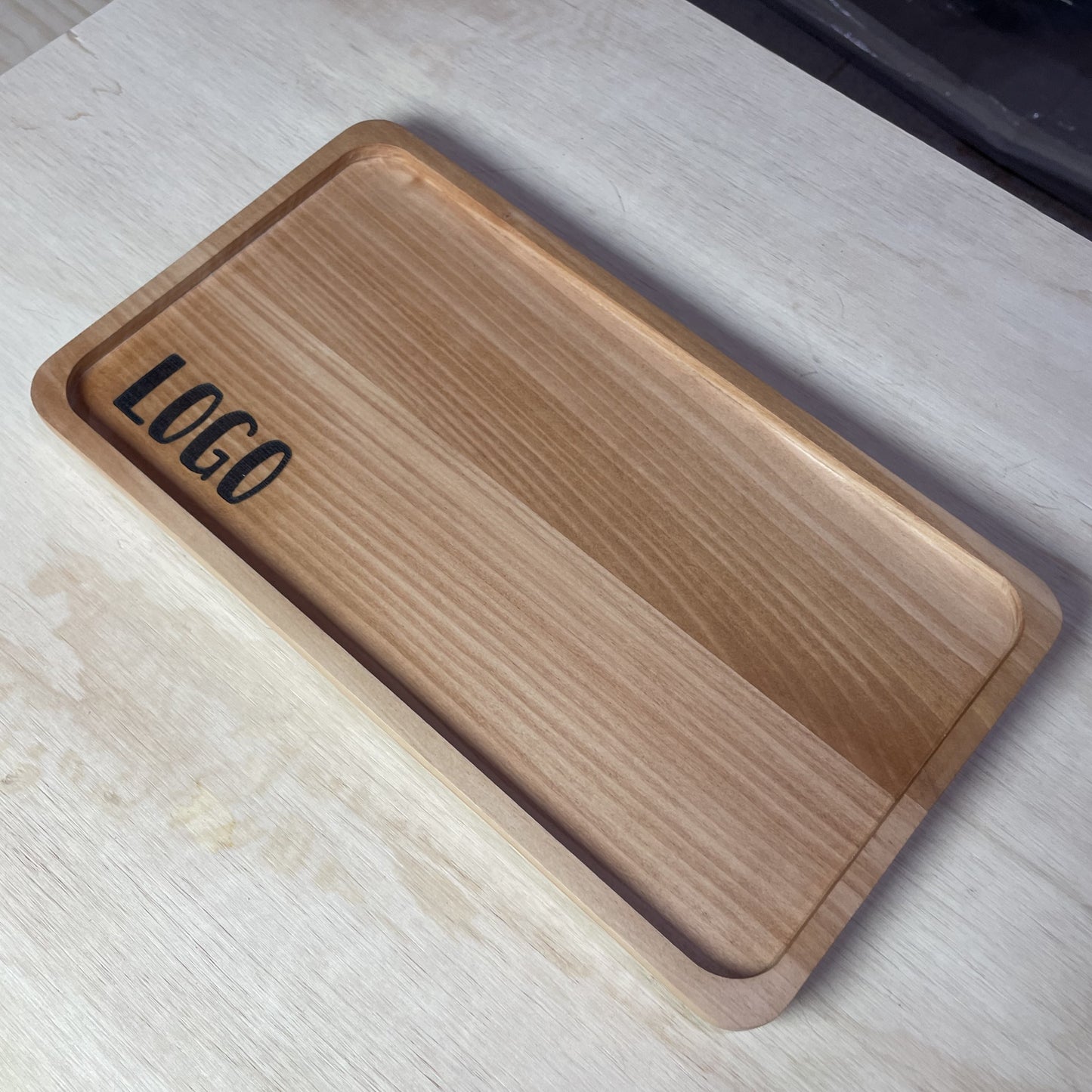 Bandeja Rectangular de Roble | con Grabado de Logo Personalizado | 35 x 20 cm