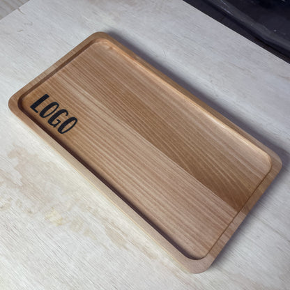 Bandeja Rectangular de Roble | con Grabado de Logo Personalizado | 35 x 20 cm