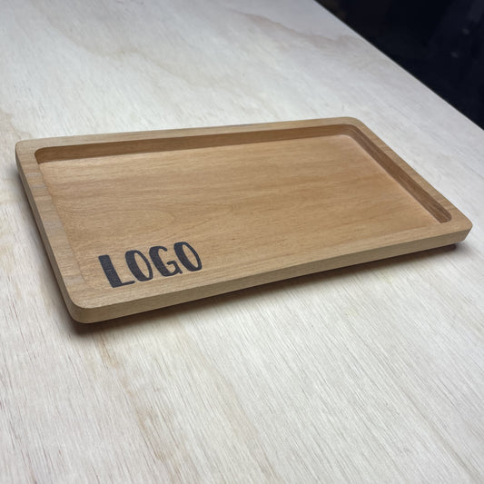 Bandeja Rectangular de Roble | con Logo Grabado | 25 x 13,5 cm