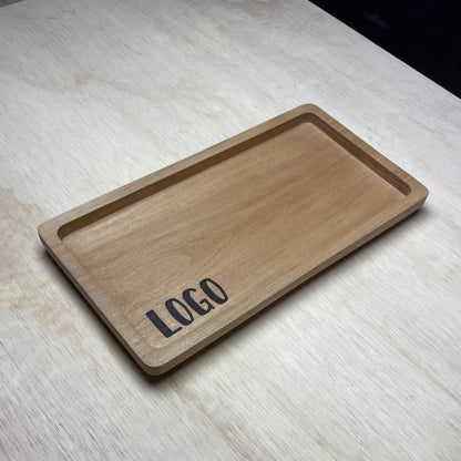 Bandeja Rectangular de Roble | con Logo Grabado | 25 x 13,5 cm